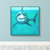 "Wayne" De grote witte haaiDe grote witte haai Canvas Afdruk (Insitu (Houten vloer))