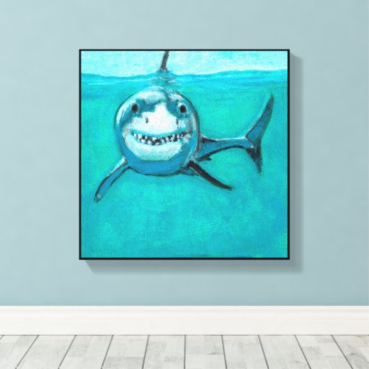 "Wayne" De grote witte haaiDe grote witte haai Canvas Afdruk (Insitu (Houten vloer))