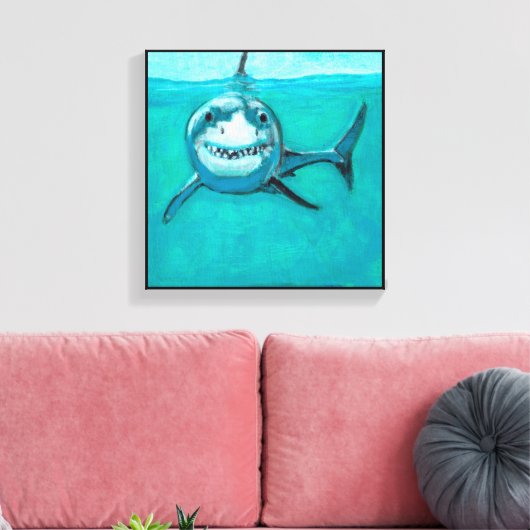 "Wayne" De grote witte haaiDe grote witte haai Canvas Afdruk (Insitu (Woonkamer))
