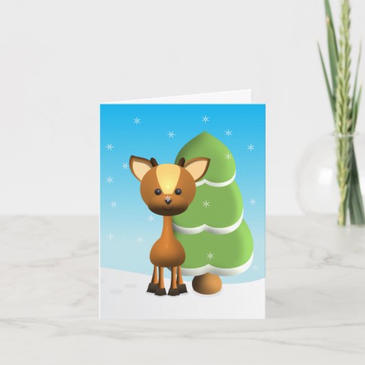 Wayne Deer in de sneeuw Feestdagen Kaart (Voorkant)