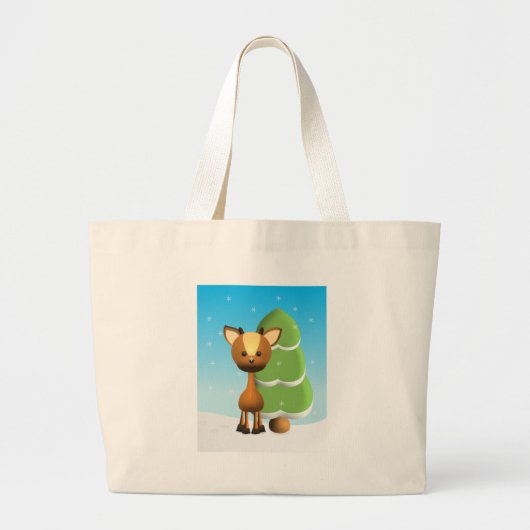 Wayne Deer in de sneeuw Grote Tote Bag (Voorkant)