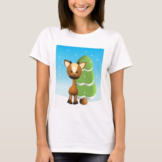 Wayne Deer in de sneeuw T-shirt (Voorkant)