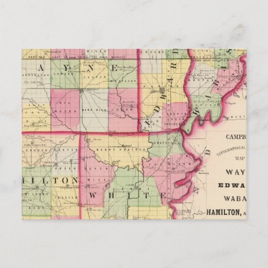 Wayne, Edwards, Wabash, Hamilton, White counties Briefkaart (Voorkant)