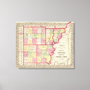 Wayne, Edwards, Wabash, Hamilton, White counties Canvas Afdruk