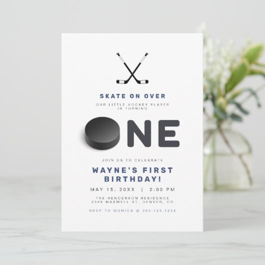 WAYNE Hockey Sport Theren Foto eerste verjaardag Kaart (Staand voorkant)