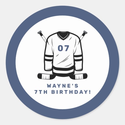 WAYNE Hockey Sport ThreatBoy Birthday Ronde Sticker (Voorkant)