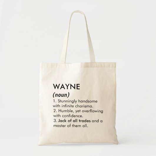 Wayne name, Editable name, Custom name Tote Bag (Voorkant)