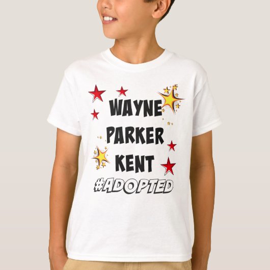 Wayne, Parker, Kent #Aangenomen Superheroes Adopti T-shirt (Voorkant)
