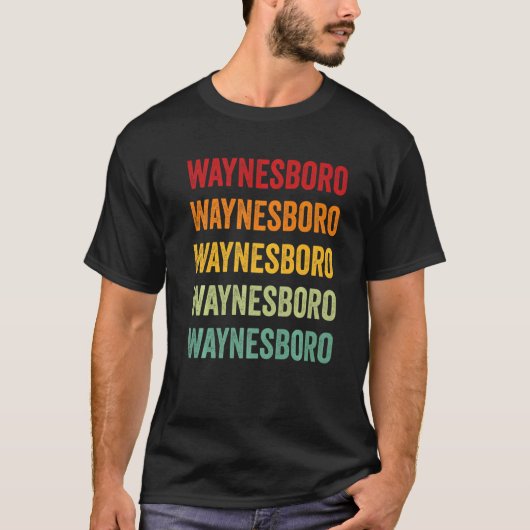 Waynesboro County Virginia Regenboog Tekst T-shirt (Voorkant)
