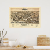 Waynesboro, VA Panorama Kaart - 1891 Poster (Keuken)