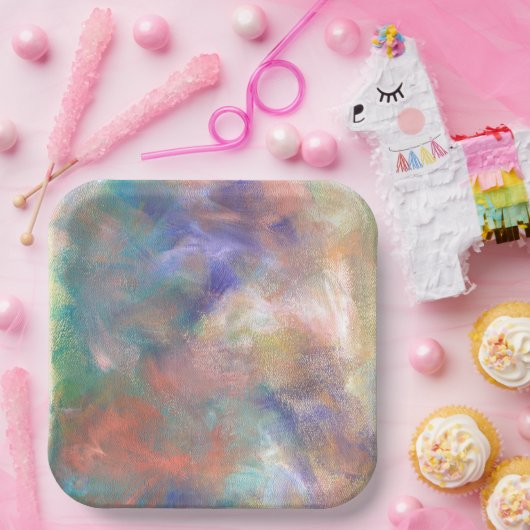 Wazig Abstract verfpatroon Papieren Bordje (Feest)