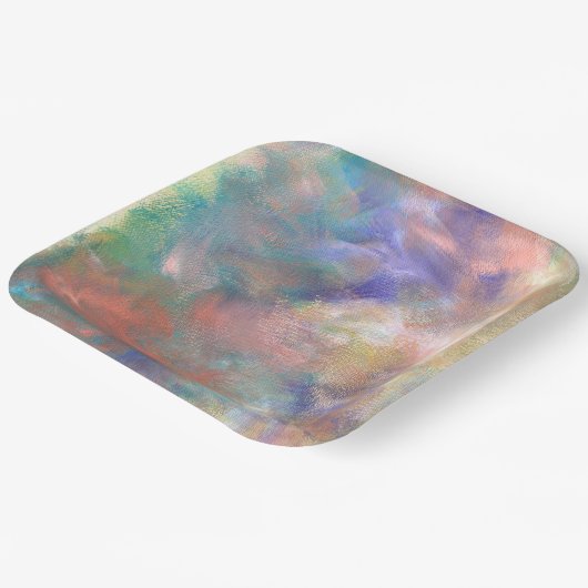 Wazig Abstract verfpatroon Papieren Bordje (Gebogen)