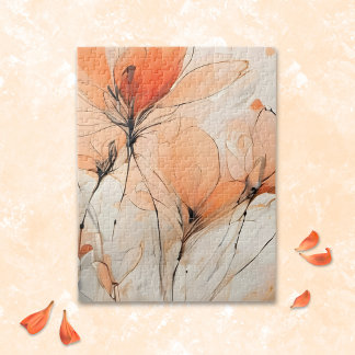 Wazig Abstracte Inkt Hedenlands Bloemmotief Legpuzzel