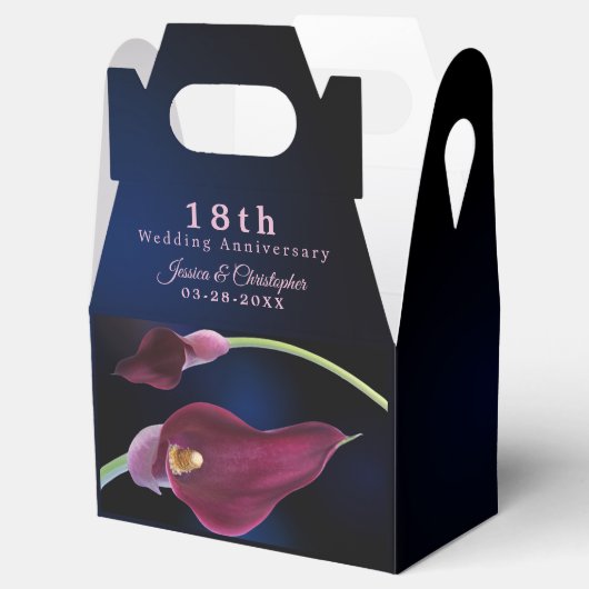 Wazig Blauw Calla Lily 18e bruiloft Jubileum Bedankdoosjes (Geopend)