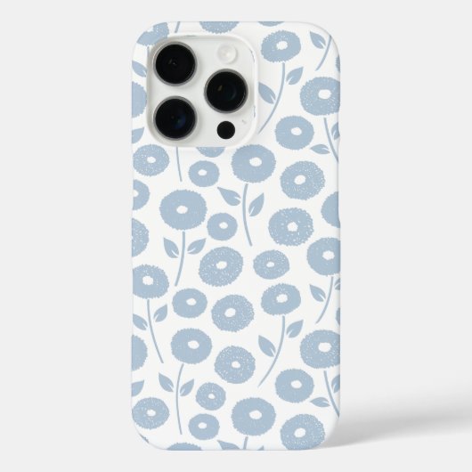 Wazig Bloem Herhaal Patroon Blauw op Wit Case-Mate iPhone Case (Achterkant)