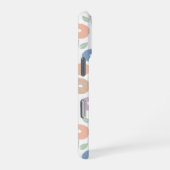 Wazig Bloem Herhaal Patroon Pastels op Wit iPhone Hoesje (Rechterkant)