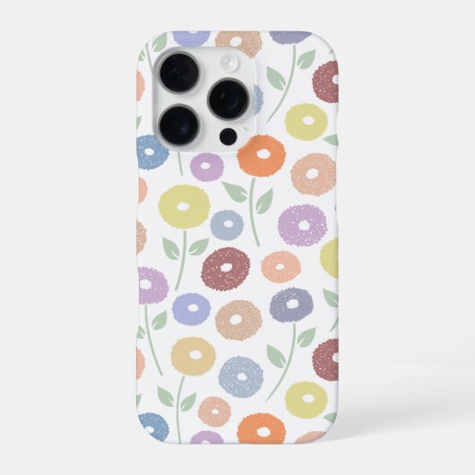 Wazig Bloem Herhaal Patroon Pastels op Wit iPhone Hoesje (Achterkant)