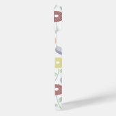 Wazig Bloem Herhaal Patroon Pastels op Wit iPhone Hoesje (Linkerkant)