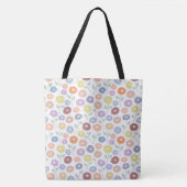 Wazig Bloem Herhaal Patroon Pastels op Wit Tote Bag (Voorkant)