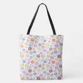 Wazig Bloem Herhaal Patroon Pastels op Wit Tote Bag (Achterkant)