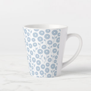 Wazig Bloem Herhalingspatroon Blauw op Wit Latte Mok