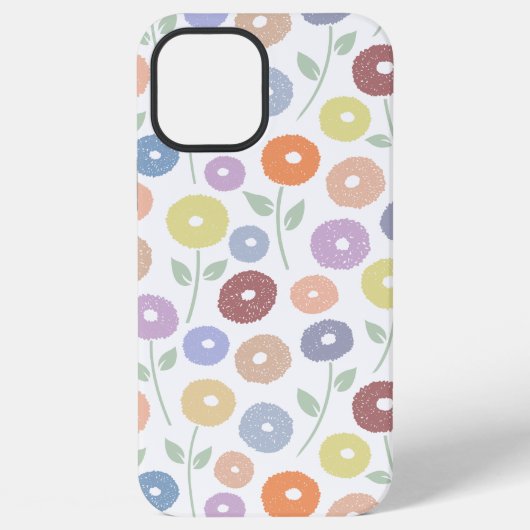 Wazig Bloem Herhalingspatroon Pastels op Wit iPhone Hoesje (Achterkant)