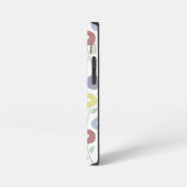 Wazig Bloem Herhalingspatroon Pastels op Wit iPhone Hoesje (Linkerkant)