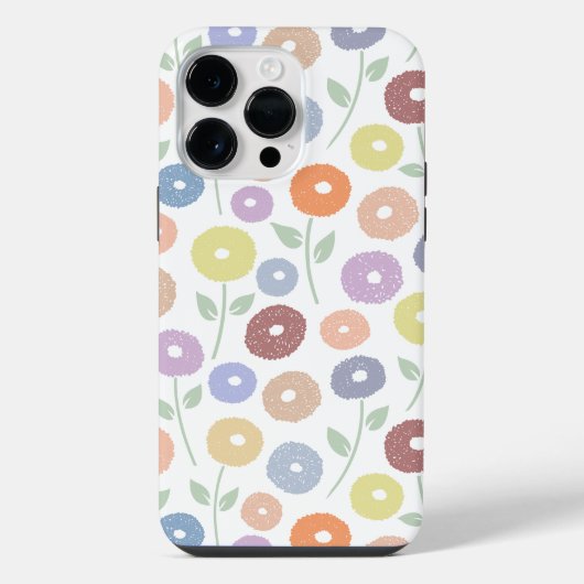 Wazig Bloem Herhalingspatroon Pastels op Wit iPhone Hoesje (Achterkant)