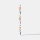 Wazig Bloem Herhalingspatroon Pastels op Wit iPhone Hoesje (Rechterkant)