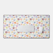Wazig Bloem Rpt Patroon Pastels op Wit Bureaumat (Keyboard & Muis)