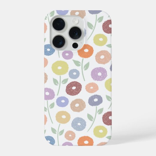 Wazig Bloem Rpt Patroon Pastels op Wit iPhone Hoesje (Achterkant)