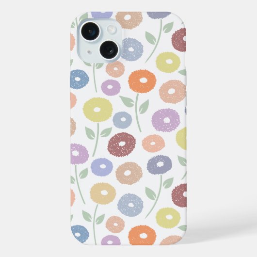 Wazig Bloem Rpt Patroon Pastels op Wit iPhone Hoesje (Achterkant)