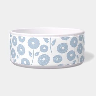 Wazig bloempatroon blauw op wit voerbakje