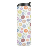 Wazig bloempatroon pasteltinten op wit thermosbeker (Gedraaid links)