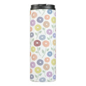 Wazig bloempatroon pasteltinten op wit thermosbeker (Achterkant)