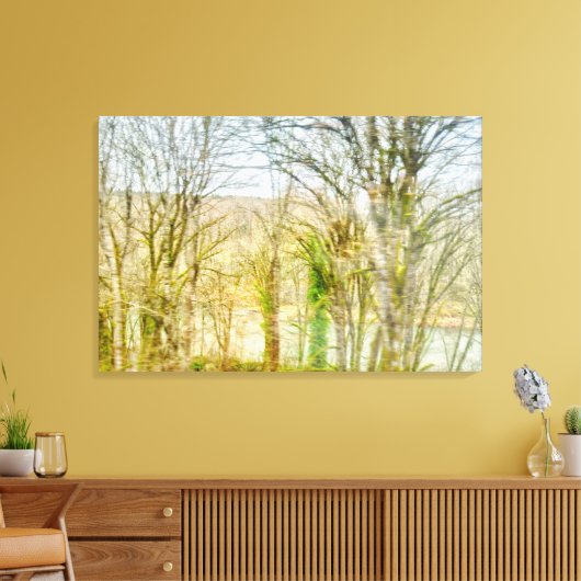 Wazig boslandschap met rivier canvas afdruk (Insitu (Woonkamer))