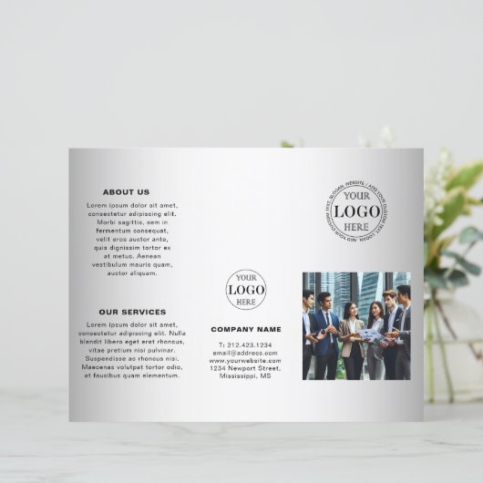 Wazig Grijs Achtergrond Aangepaste Logo Brochure (Staand voorkant)