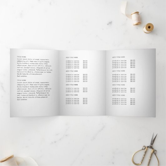 Wazig Grijs Achtergrond Aangepaste Logo prijslijst Drieluik Kaart (Binnen)