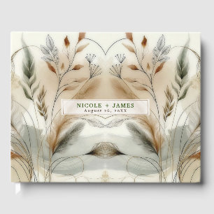 Wazig groen modern botanisch boho-huwelijk gastenboek