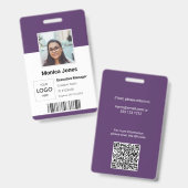 Wazig QR-code met personeelsfoto Badge (Voor- en achterkant)