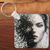 Wazig zwart-wit portret sleutelhanger (Voorkant)