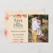 Wazige bloem foto save the date aankondiging (Voorkant / Achterkant)