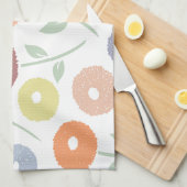 Wazige Bloem Groot Patroon Pastels op Wit Theedoek (Quarter Fold)