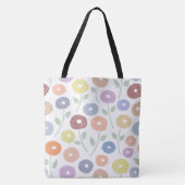 Wazige Bloem Groot Patroon Pastels op Wit Tote Bag (Voorkant)
