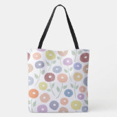 Wazige Bloem Groot Patroon Pastels op Wit Tote Bag (Achterkant)