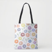 Wazige Bloem Groot Patroon Pastels op Wit Tote Bag (Voorkant)