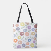 Wazige Bloem Groot Patroon Pastels op Wit Tote Bag (Achterkant)