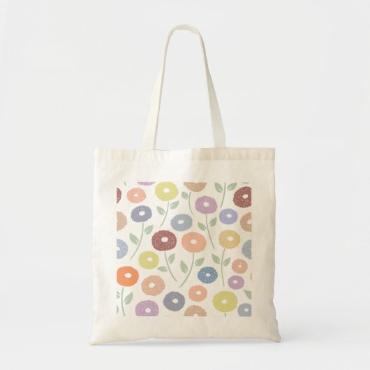 Wazige Bloem Groot Patroon Pastels op Wit Tote Bag (Voorkant)
