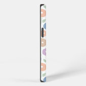 Wazige bloem herhaling patroon pasteltinten op wit iPhone hoesje (Rechterkant)