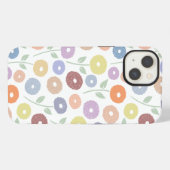 Wazige bloem herhaling patroon pasteltinten op wit iPhone hoesje (Achterkant horizontaal)